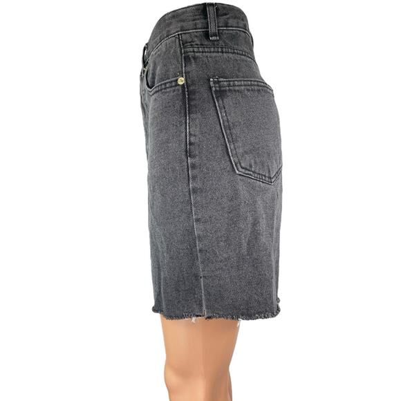 Storets Black High Waisted Frayed Raw Hem Cutoff Bermuda Denim Jeans Shorts Sz S - Picture 2 of 4